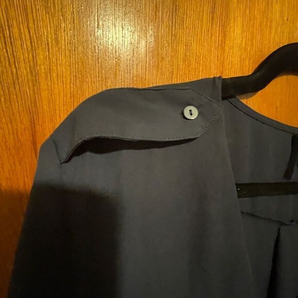Navy Blouse with Pockets and Buttoned Detail - Picture 3 of 5